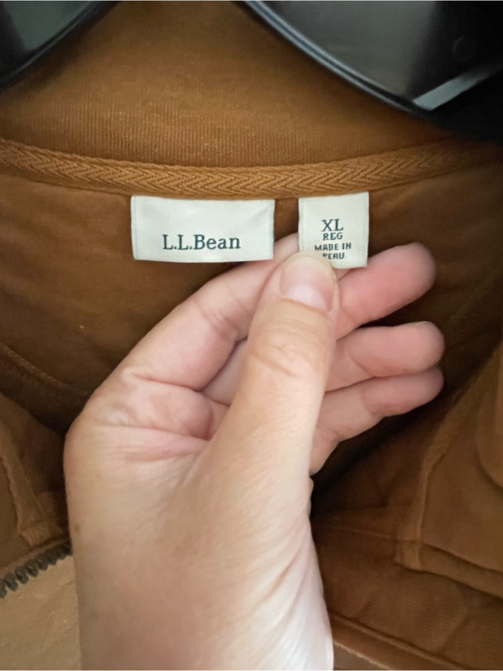 LL Bean Quilted Half-Zip Sweater in Brown - Picture 5 of 9